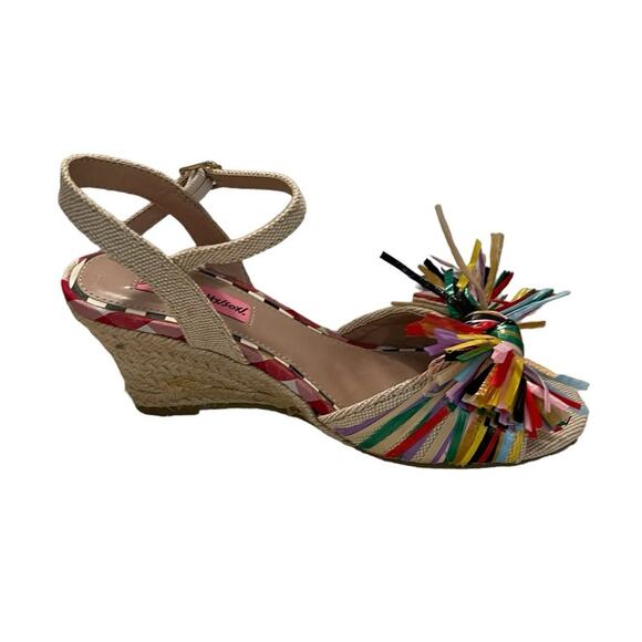 Betsey Johnson Lizzie Colorful Rope Raffia Espadrille Wedge Sandal 6 New FLAW - Picture 1 of 8